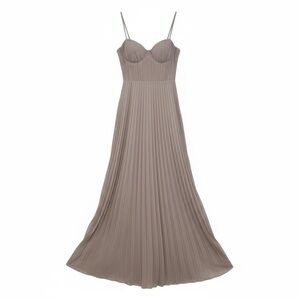 NWT Maniju Dusty Mauve Pleated Evening Gown Spaghetti Strap Formal Dress S